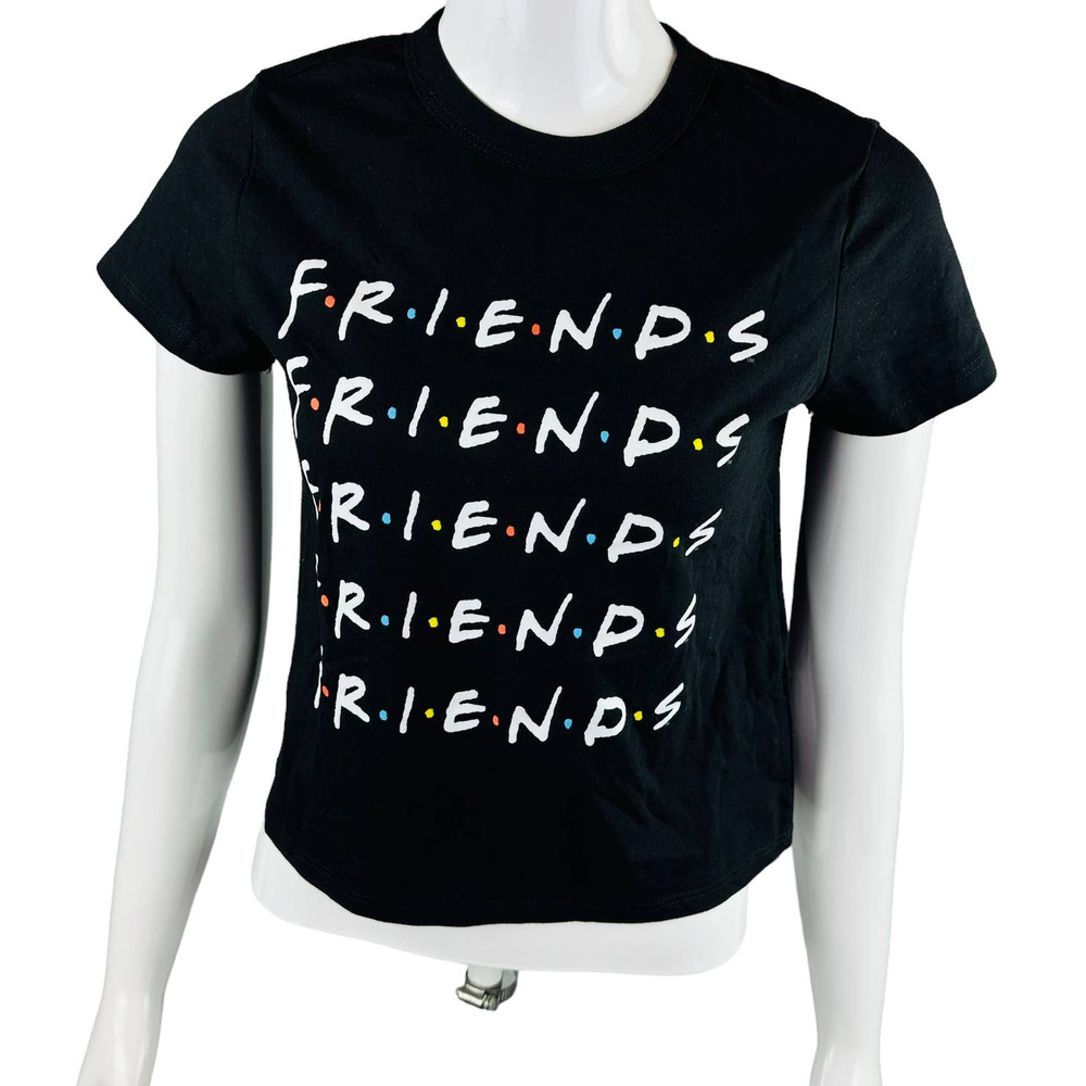 New Love Tribe Friends Womans Sz‎ Small Black Graphic Tee Shirt Short Sleeve NWT